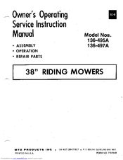 MTD 136-497A Owner's Operating Service Instruction Manual