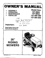 MTD 137-385A Owner's Manual
