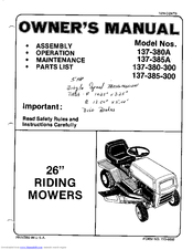 MTD 137-380A Owner's Manual