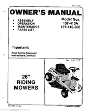 MTD 137-410A Owner's Manual