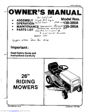 MTD 138-385A Owner's Manual