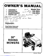 MTD 138-390A Owner's Manual