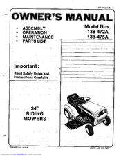 MTD 138-472A Owner's Manual