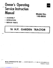 MTD 146-960A Owner's Operating Service Instruction Manual