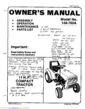 MTD 148-760A Owner's Manual