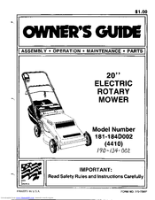 MTD 181-184D002 Owner's Manual