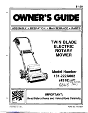 MTD 181-222A002 Owner's Manual