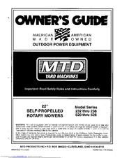 MTD 232 thru 238 Owner's Manual