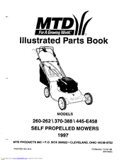 MTD 445-E458 Illustrate Parts List