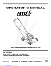 MTD 260 Series Operator's Manual