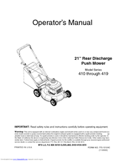 MTD 419 Series Operator's Manual