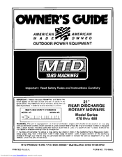 Yard Machines 470 thru 488 Owner's Manual