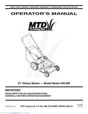 MTD 540-580 Series Operator's Manual