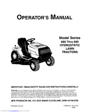 MTD 690 thru 699 Owner's Manual