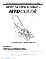 MTD Gold 580 Series Operator's Manual