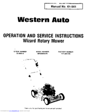 MTD 93-3834-4 Operation And Service Instructions Manual