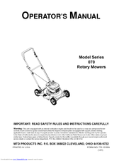 MTD 070 Series Operator's Manual