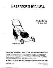 MTD Series 410 through 429 Operator's Manual