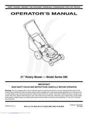 MTD Series 580 Operator's Manual