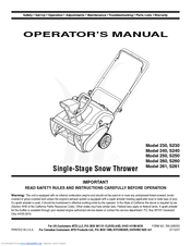 MTD 240 Series Operator's Manual