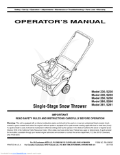 MTD 230, S230, 240, S240, 250, S250, 260, S260, 261, S261 Operator's Manual