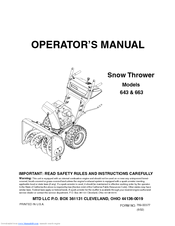 MTD 643 Operator's Manual