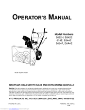 MTD Yard Machines E644E Operator's Manual