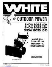 White Outdoor Snow Boss 1050 Owner's Manual