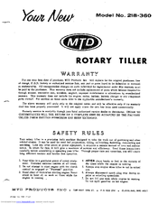 MTD 218-360 Owner's Manual