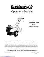 Mtd 410 Thru 420 Operator's Manual