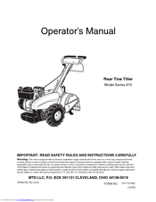 Mtd 410 Series Operator's Manual