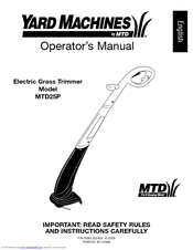 MTD Yard Machines MTD25P Operator's Manual
