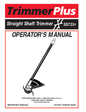 MTD TrimmerPlus SS725r Operator's Manual