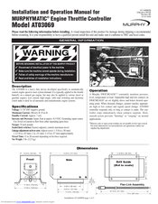 Murphy Engine Throttle Controller AT-04060N Installation And Operation Manual