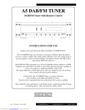 Musical Fidelity A5 Instructions For Use Manual