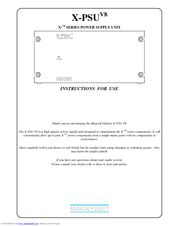 Musical Fidelity X-PSUV8 X-V8 Instructions For Use Manual