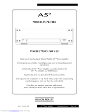Musical Fidelity A5 CR Instructions For Use Manual