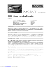 Nagra V Specification Sheet