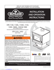 Napoleon EPA 1450 Installation And Operation Instructions Manual