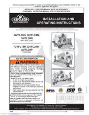 Napoleon GVFL24 Installation And Operating Instructions Manual