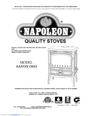 Napoleon SAVOY OS11 Installation And Operation Instructions Manual