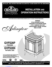 Napoleon Arlington GVFS20P Installation And Operation Instructions Manual