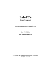 National Instruments Low-Cost Multifunction I/O Board for ISA Lab-PC+ User Manual