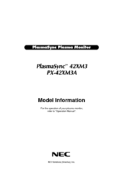 NEC PlasmaSync 42XM3A Model Information