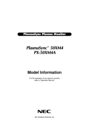 NEC PlasmaSync PX-50XM4A Information Manual