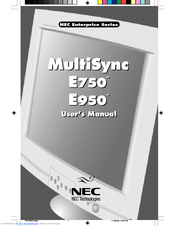 NEC MultiSync E950 User Manual