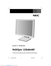 NEC NEC MultiSync LCD1860NX  LCD1860NX LCD1860NX User Manual