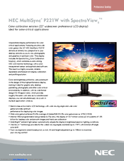 NEC MultiSync P221W Specification