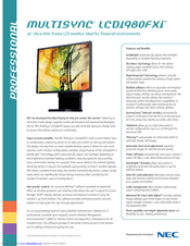 NEC LCD1980FXI-BK Specifications