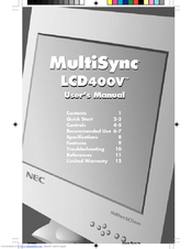 NEC MultiSync LCD400V  LA-1422JMW LA-1422JMW User Manual